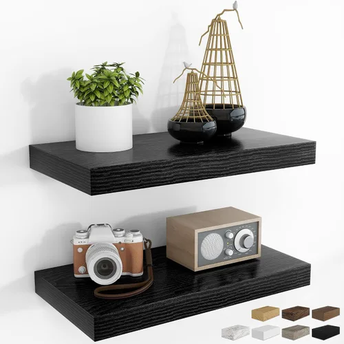Vista 22 de RICHFOCUS Estantes flotantes de 8 pulgadas para estantes cuadrados de pared para dormitorio, cocina, baño, estante flotante de madera rústica