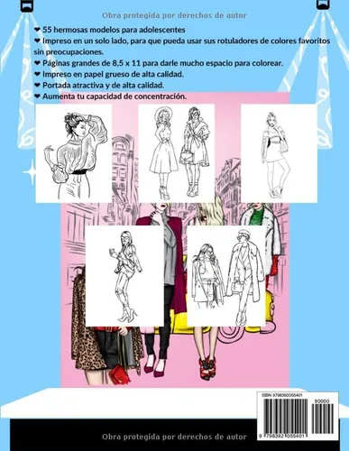 Vista 2 de libro para colorear de moda Divertidos de ropa para colorear y aprender sobre moda. (Spanish Edition)
