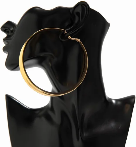 Vista 6 de Aretes de Aro Gruesos de Oro para Mujeres Exagerados Grandes Anchos Post Gruesos Aretes de Aro Minimalistas Pulidos 80MM Aretes de Declaración