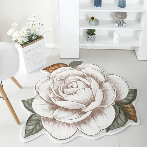 Vista 24 de Alfombra con forma de flor amarilla de 7 pies, alfombra de decoración de sala de estar, adecuada para baño, dormitorio y sala de estar, parte 5