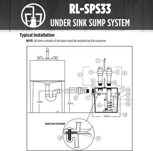 Vista 17 de Red Lion SPS33, 115V, 1/3 HP, 3200 GPH Kit de bomba de sumidero y lavabo