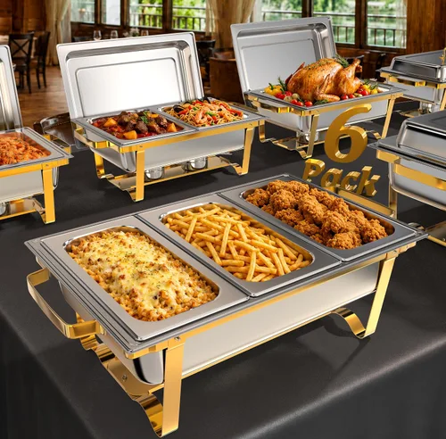 Vista 11 de Juego de Platos de Roce Amhier para Buffet 4 Piezas, Juego de Platos de Roce para Buffet de 9 Cuartos de Galón con Combo de Diferentes Bandejas