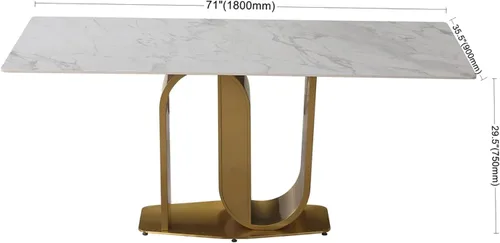 Vista 5 de Juego de mesa de comedor moderno de 71 pulgadas para 6, mesa de cocina rectangular con 6 sillas de comedor tapizadas, juego de mesa de comedor