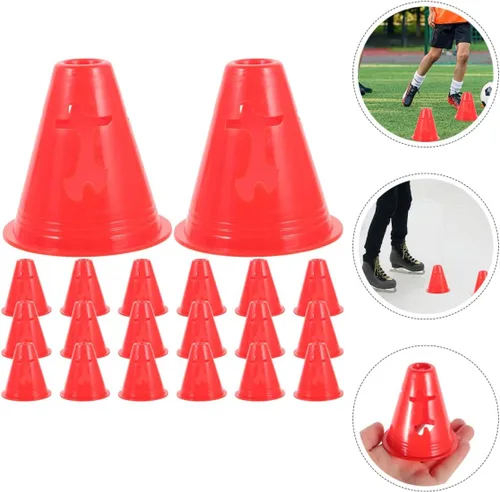 Vista 9 de ABOOFAN 20 conos pequeños de entrenamiento de agilidad para fútbol, fútbol, patinaje sobre ruedas, marcadores de plástico para taladros, carreras