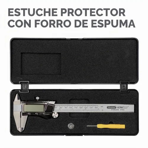 Vista 4 de General Tools Calibrador digital #147 - Herramienta de medición de precisión de 6 pulgadas - Regla de acero inoxidable
