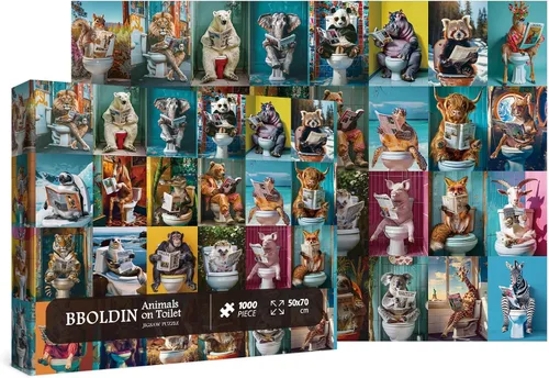 Vista 2 de Rompecabezas de animales divertidos de 1000 piezas para adultos, rompecabezas coloridos de perro, caballo, león, rompecabezas de elefante, panda