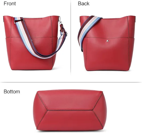 Vista 51 de BROMEN Bolsa Hobo para mujer, diseñada con cuero vegano, de hombro, bandolera