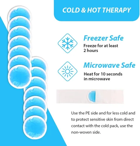 Vista 6 de NEWGO Paquetes pequeños de hielo para lesiones, paquete de 14 piezas de hielo redondo para la cara, paquete de gel frío y caliente circular