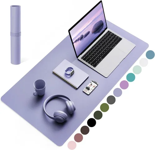 Vista 9 de YSAGi Alfombrilla de Escritorio de Cuero Antideslizante, Alfombrilla de Teclado para Escritorio de Computadora Portátil Impermeable, Protector