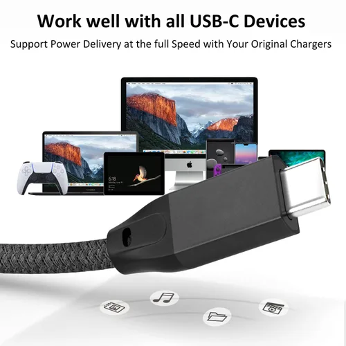 Vista 7 de UseBean Cable USB C a USB C de 100 W, 0.6 pies, USB 3.2 Gen 2X2 20 Gbps de transferencia de datos tipo C, cable de carga PD de carga rápida, cable