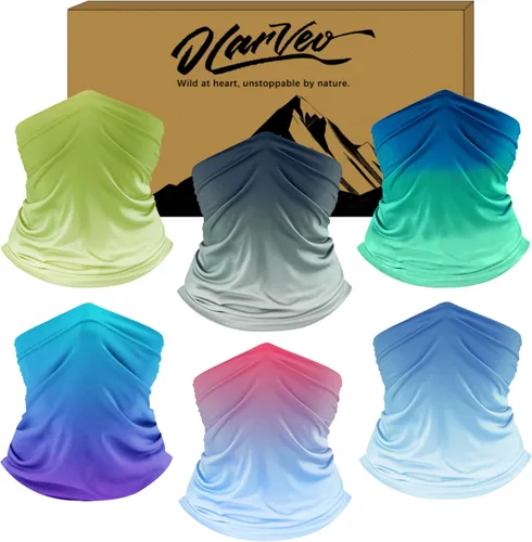 Vista 5 de UPF 50+ Sun Protection UV Cooling Neck Gaiter Face Mask Gradient Color Scarf Breathable Bandana for Men & Women