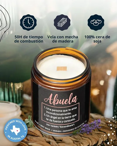 Vista 2 de Vela de Abuela - El mejor regalo de cumpleaños español para Abuela, Regalo de Cumpleaos
