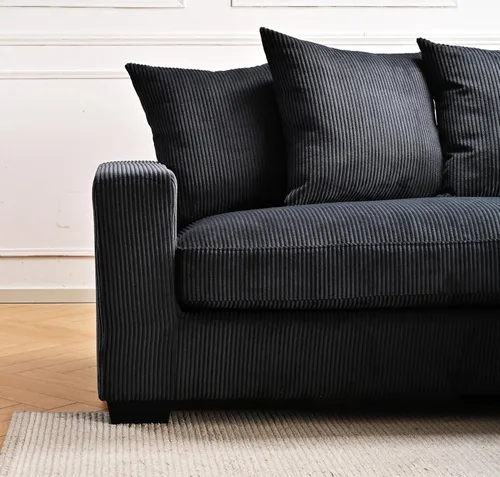 Vista 4 de Container Furniture Direct Luxe - Sofá modular de dos piezas de gran tamaño para sala de estar, sofá en forma de L de 102.4 pulgadas con diván, Negro