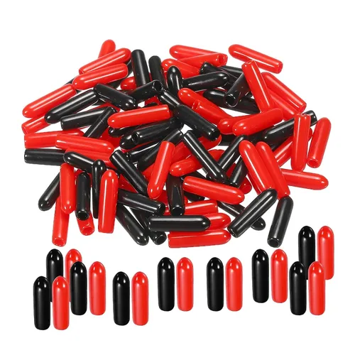 Vista 25 de MECCANIXITY 50 unids tapas de goma Surtido de 0.079 in PVC vinilo tornillo rosca protector para tornillo tornillo negro rojo
