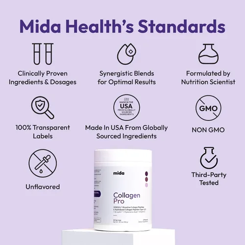 Vista 5 de VERISOL® Péptidos de colágeno hidrolizados tipo I y III con vitamina C, ácido hialurónico, biotina, Q-ACTIN® Proteína en polvo sin sabor para piel