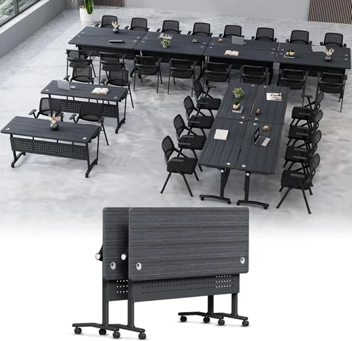 Vista 21 de Mesa de conferencias plegable, mesa de sala de conferencias con ruedas, mesa de conferencias plegable modular, mesas de reuniones de entrenamiento