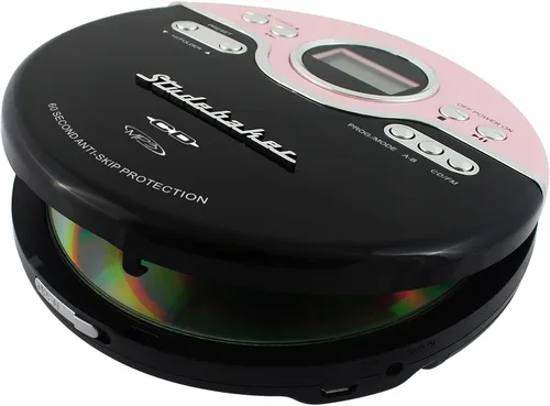 Vista 3 de Studebaker SB3703PBB Reproductor Personal de CD/MP3 Joggable con Radio FM PLL - Rosa y Negro