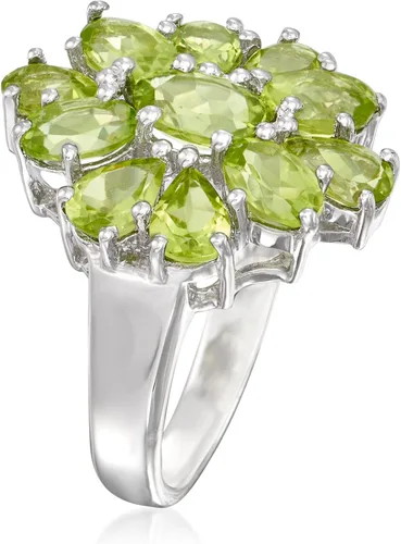 Vista 3 de Ross-Simons Anillo de racimo de peridoto de 5.00 qt t en plata de ley, Gema, Peridoto