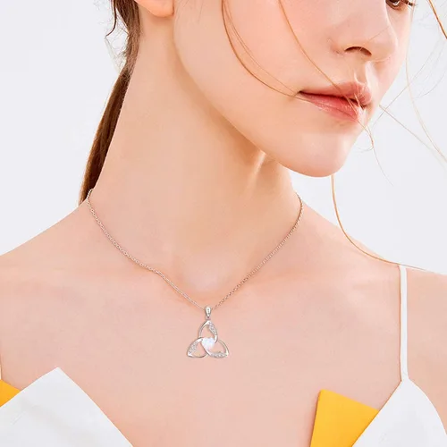 Vista 3 de JUSTKIDSTOY Collar celta de plata de ley 925 con nudo celta de la Trinidad de ópalo collar con colgante de ópalo de buena suerte regalos irlandeses