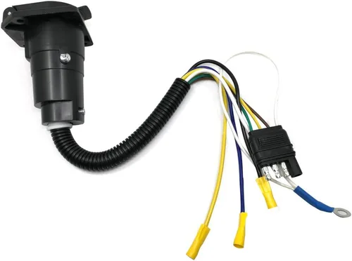 Vista 3 de Adaptador de remolque de cuchilla RV de 4 vías plano a 7 vías Conector eléctrico con soporte de montaje