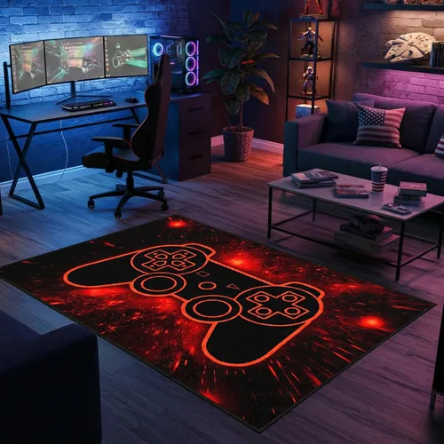 Vista 26 de Alfombra de suelo con estampado de videojuegos 3D para niños, alfombra pequeña roja para dormitorio, tapete de piso para habitación de niños