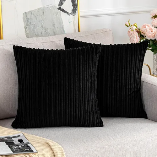 Vista 9 de UGASA - Fundas de almohada decorativas de terciopelo suave y sólidas de Navidad para sala de estar/sofá, 16 x 16 pulgadas, 2 unidades, color burdeos