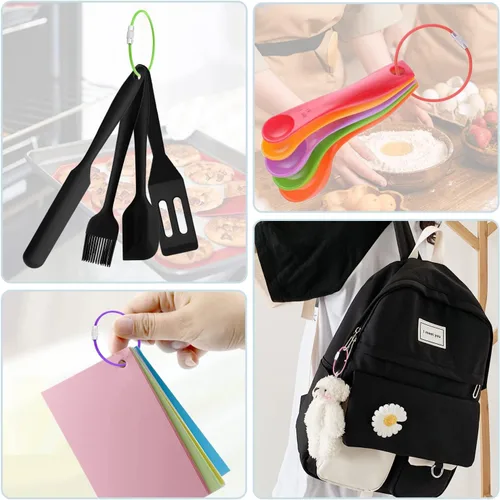Vista 4 de CooBigo Paquete de 16 lazos de acero inoxidable de 0.079 in con revestimiento de alambre para llaveros grandes de 6 pulgadas para etiquetas