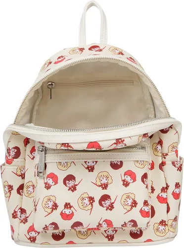 Vista 6 de Loungefly Mini mochila estampada de personajes de Harry Potter Chibi, Blanco sucio, Compacto