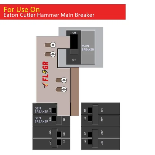 Vista 8 de Kit de enclavamiento para generador compatible con Eaton o Cutler Hammer Vertical Throw CH Series 150 o 200 amperios, 2 1/4 pulgadas