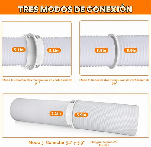 Vista 5 de Conector de manguera de aire acondicionado portátil para ambos 5.1"/5.9