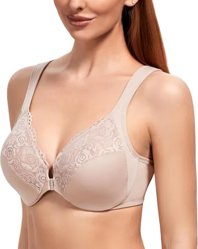 Vista 5 de DotVol Brasier diario con cierre frontal en U y tirantes anchos para mujer, talla grande
