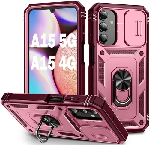 Vista 130 de PASNEW Funda militar para iPhone 13 Pro Max, cubierta de cámara deslizante y soporte de anillo de metal de 360°, carcasa rígida multicapa resistente