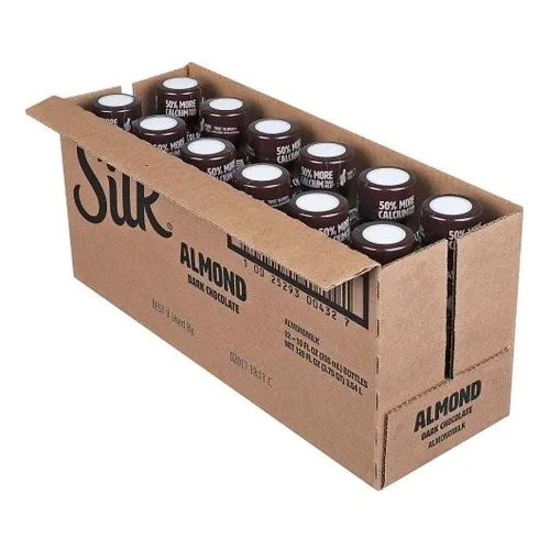 Vista 9 de Silk Leche de almendras de chocolate oscuro, botella de 10 onzas líquidas, 12 por caja.