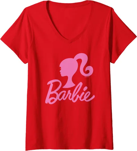 Vista 5 de Camiseta con cuello en V con logotipo rosa Barbie para mujer Barbie Negro