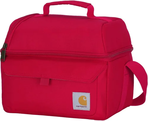 Vista 9 de Carhartt Lonchera con dos compartimentos para 12 latas, duradera, totalmente aislada, para mujeres y hombres, lonchera grande (negro)