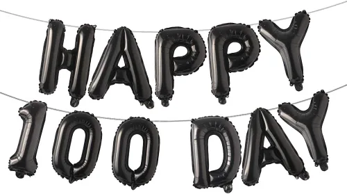 Vista 7 de Juego de globos de papel de aluminio con letras del alfabeto, pancarta de feliz 100 días, suministros de decoración para fiesta de cumpleaños (rojo)