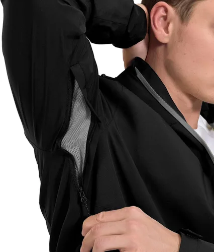 Vista 4 de Little Donkey Andy Chaqueta impermeable para hombre, transpirable, rompevientos para exteriores, con capucha desmontable