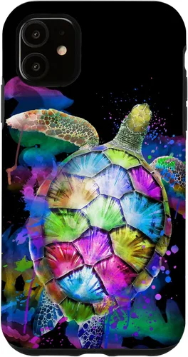 Vista 8 de Rainbow Turtle Design Colorful Turtle Print Sea Turtle Shell Case for iPhone 17