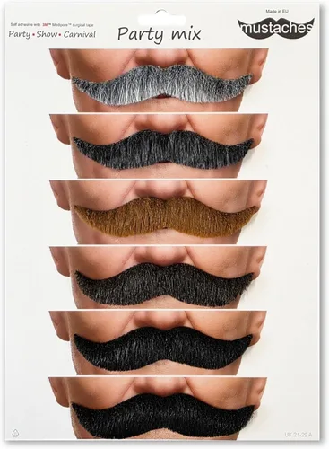 Vista 8 de Mustaches Self-Adhesive Fake Mustache, Synthetic Fur Costume Accessory Set Jengibre