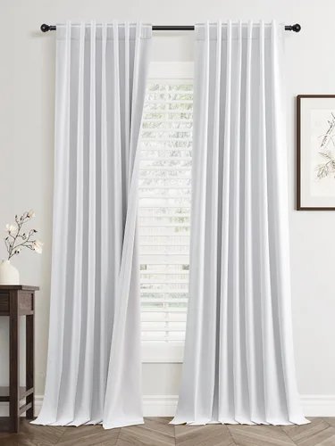 Vista 30 de Jowels - Cortinas opacas con pestaña trasera color beige cálido de 84 pulgadas de largo, 2 paneles para sala de estar y dormitorio, color beige