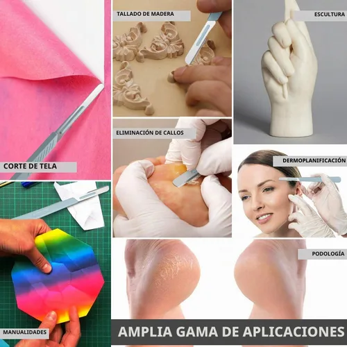 Vista 7 de MedHelp Escalpelos Desechables 10 - Herramienta de Dermaplaning Escalpelos 10 con Mango de Plástico, Hojas de Dermablade de Acero de Alto Carbono