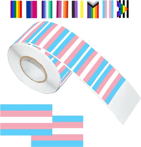 Vista 13 de LGBTQ - Calcomanías de orgullo, rectangulares de seis colores, arco iris, calcomanías autoadhesivas impermeables para desfiles y eventos
