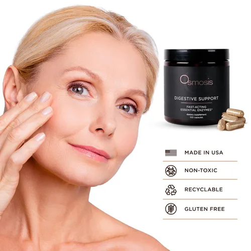 Vista 6 de OSMOSIS Suplemento enzimático de apoyo digestivo para el cuidado de la piel, 100 unidades Bioidentical enzymes improve digestion, regularity &