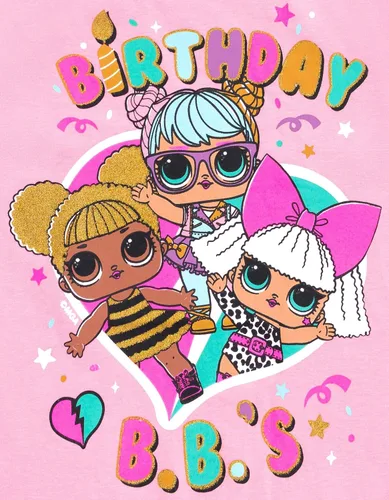 Vista 5 de L.O.L. Surprise! Diva Bon Bon Queen Bee Neon QT Camiseta de cumpleaños para niñas de niño pequeño a niño grande