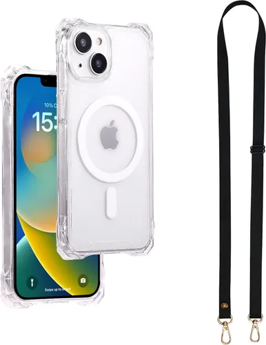 Vista 51 de Funda magnética para iPhone 13 Pro Max, con marco suave magnético transparente, parte trasera de PC, cubierta protectora contra golpes con cordón