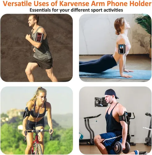 Vista 3 de Brazalete para teléfono para correr, soporte de teléfono para correr para iPhone y Samsung Galaxy, soporte para teléfono celular para caminar, Negro