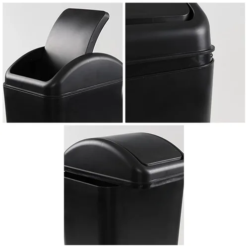 Vista 3 de Paquete de 2 cubos de basura con tapa oscilante de 14 litros, cubo de basura pequeño de plástico