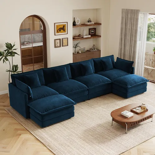 Vista 23 de mikibama Sofá modular seccional, juego de sofá en forma de L de 70.8 pulgadas para sala de estar, sofá biplaza, cómodos sofás de nube con otomana