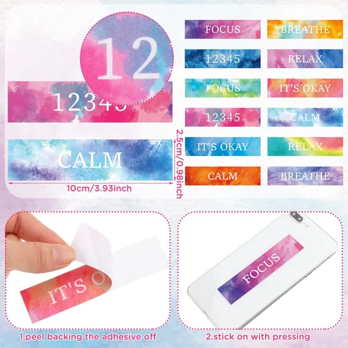 Vista 3 de Kosiz 120 calcomanías sensoriales para calmar la ansiedad, para aliviar la ansiedad, emociones, textura, anti estrés, aspereza táctil, tiras