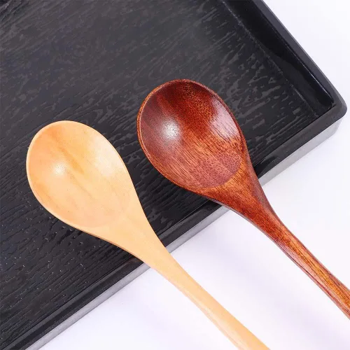 Vista 5 de Cucharas de madera 4PCS Cucharas de madera estilo chino Durable Cuchara de mango largo Cuchara de madera de arroz Sopa de postre Cuchara de postre
